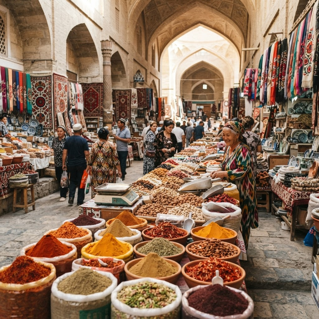 Traditional Uzbek bazaar market